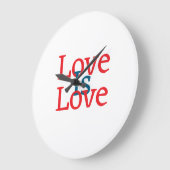 愛は愛のプライドレッドブルー6月LGBTQシンプル文字 ラージ壁時計 (傾斜)