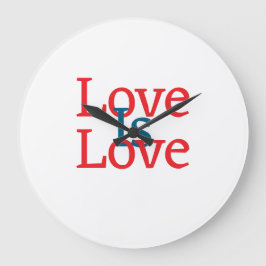 愛は愛のプライドレッドブルー6月LGBTQシンプル文字 ラージ壁時計