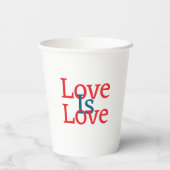 愛は愛のプライドレッドブルー6月LGBTQシンプル文字 紙コップ (裏面)