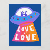 愛は愛の宇宙船エイリアンカラフルレインボーUFO ポストカード (正面)