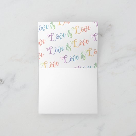 愛は愛の水の色のレインボウルありがとうノート サンキューカード (内部)