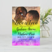 愛は愛の水の色raimbow写真ゲイ結婚の 招待状 (スタンド正面)