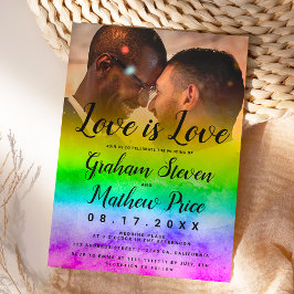愛は愛の水の色raimbow写真ゲイ結婚の 招待状