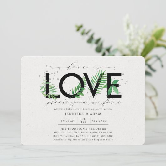 愛は愛の熱帯緑の養子縁組ベビーShowe 招待状 (スタンド正面)
