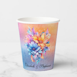 愛は愛の花カラフル大理石結婚の 紙コップ