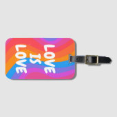 愛は愛の虹とカッコいいカラフルおもしろいストライプ ラゲッジタグ (正面横)