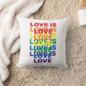 愛は愛の虹のモダンタイポグラフィパターン クッション (ブランケット)