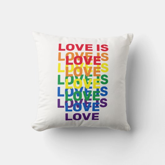 愛は愛の虹のモダンタイポグラフィパターン クッション (正面)