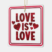 愛は愛の赤いハート セラミックオーナメント (左)