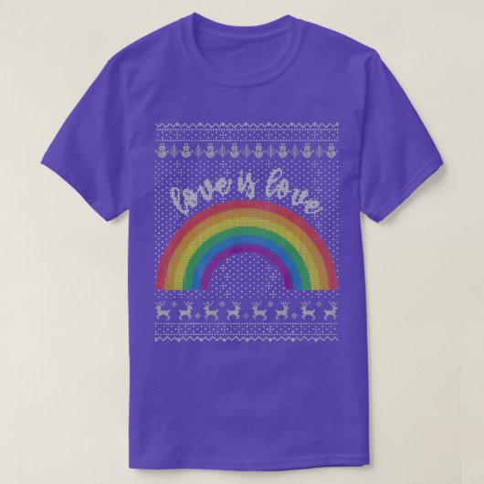 愛は愛の醜いクリスマスセーターLGBゲイPrid Tシャツ (デザイン正面)