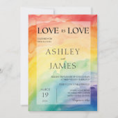 愛は愛ゲイレズビアンLGBTQ結婚の虹 招待状 (正面)