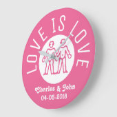 愛は愛タイポグラフィのゲイプライドLGBTのカップルのピンクです ラージ壁時計 (傾斜)