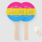 愛は愛パンセクシャルプライドフラッグセットのファン ハンドファン (正面&裏面)