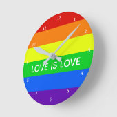 愛は愛レインボーゲイプライドかわいいLGBT ラウンド壁時計 (傾斜)