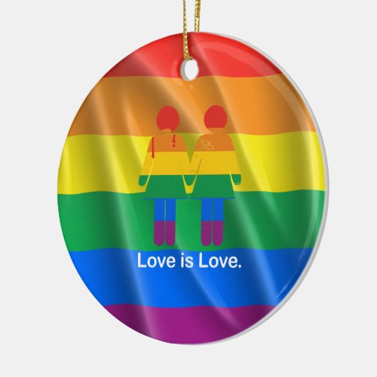 愛は愛レズビアンのカップル- .PNGです セラミックオーナメント (左)