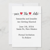 愛は愛レズビアン日付カードを保存 招待状 (裏面)