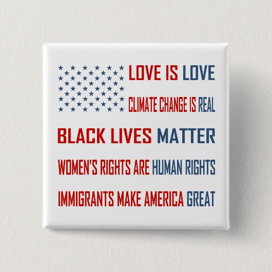 愛は愛正方形ボタンです 缶バッジ (正面)