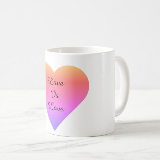 愛は愛虹のハートのコーヒー・マグです コーヒーマグカップ (正面右)