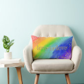 愛は愛金ゴールドタイポグラフィ水の色レインボー ランバークッション (椅子)