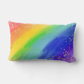 愛は愛金ゴールドタイポグラフィ水の色レインボー ランバークッション (裏面)