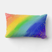 愛は愛金ゴールドタイポグラフィ水の色レインボー ランバークッション (裏面)