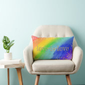 愛は愛金ゴールドタイポグラフィ水の色レインボー ランバークッション (椅子)