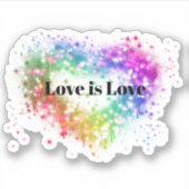 愛は愛 |カラフルきらめくレインボーハート シール (正面)