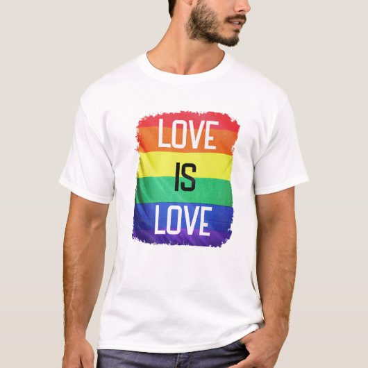 愛は愛、プライド旗 Tシャツ (正面)