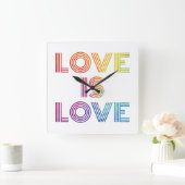 愛は愛 |モダンストライプ スクエア壁時計 (ホーム)