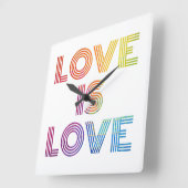 愛は愛 |モダンストライプ スクエア壁時計 (傾斜)