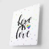 愛は愛|レインボーハート スクエア壁時計 (傾斜)