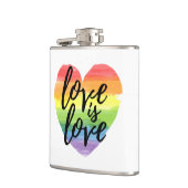 愛は愛|レインボー水彩ハート フラスク (左)