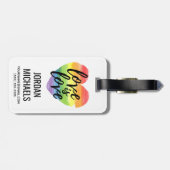 愛は愛|レインボー水彩ハート ラゲッジタグ (裏面横)