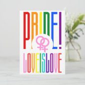 愛は愛 レズビアン プライド LGBT レインボー テキスト 招待状 (スタンド正面)