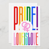 愛は愛 レズビアン プライド LGBT レインボー テキスト 招待状 (正面/裏面)