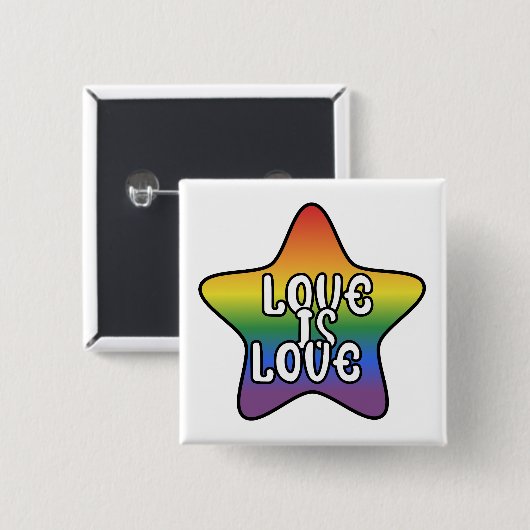 愛は愛 星 虹 LGBT フラッグ カラーグラデーション 缶バッジ (正面&裏面)