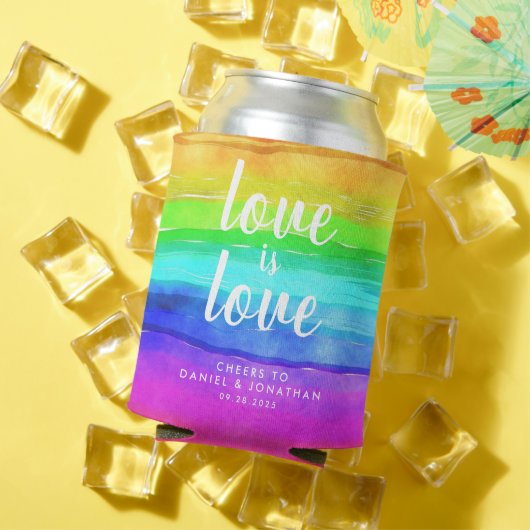 「愛は愛」 水彩プライドレインボー 缶クーラー (インサイチュ 夏)