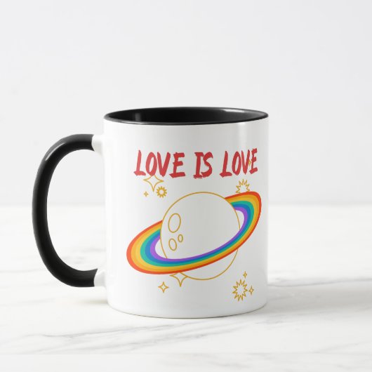 愛は愛。虹の惑星。LGBTQ+プライド マグカップ (左)