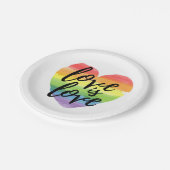 愛は愛 |虹の水彩ハート ペーパープレート (アングル)