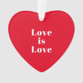 "愛は愛"赤い白のクリスマス オーナメント (裏面)