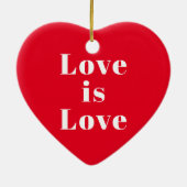"愛は愛"赤い白のクリスマス セラミックオーナメント (裏面)