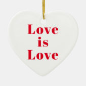 "愛は愛"赤い白のクリスマス セラミックオーナメント (正面)