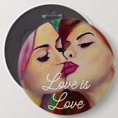 愛は愛 | 2人の女性キスをする 缶バッジ (正面&裏面)