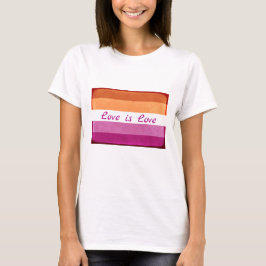 愛は愛、LGBTQ+レズビアン国旗の色Tシャツ Tシャツ