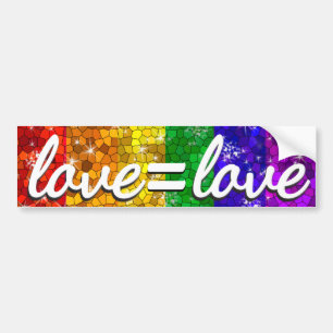 愛は愛LGBTゲイプライドグリッターレインボーフラッグ バンパーステッカー