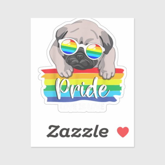愛は愛LGBTゲイプライド月pug犬の恋人LG シール (シート)
