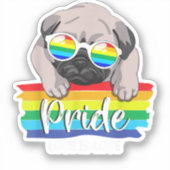 愛は愛LGBTゲイプライド月pug犬の恋人LG シール (正面)