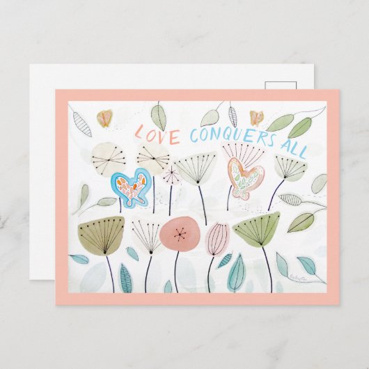 愛は感動的すべての肯定カードを征服する シーズンポストカード (正面/裏面)