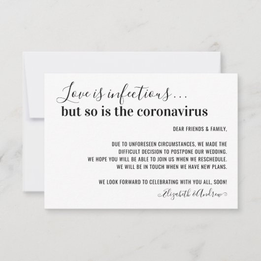 愛は感染する Covid19 結婚延期 案内状 (正面)