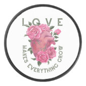 愛は成長すべてを作る – ロマンチックなフローラアート アイスホッケーパック (正面)